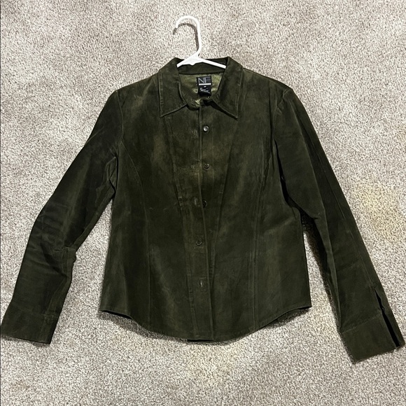 New Frontier Jackets & Blazers - New Frontier Dark Green Suede Jacket